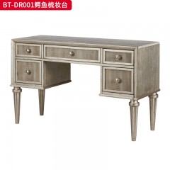 【精品】千匠一品 美式风格 橡胶木贴水曲柳木皮+环保人造板+鳄鱼纹皮 时尚大气梳妆台BT-DR001-L
