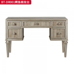 【精品】千匠一品 美式风格 橡胶木贴水曲柳木皮+环保人造板+鳄鱼纹皮 时尚大气梳妆台BT-DR001-L