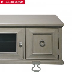 【精品】千匠一品 美式风格 橡胶木贴水曲柳木皮+环保人造板 时尚大气电视柜BT-GC001-L