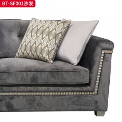 【精品】千匠一品 美式风格 橡胶木+布艺面料 时尚古典沙发BT-SF001-J