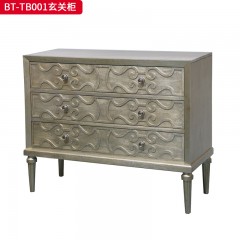 【精品】千匠一品 美式风格 橡胶木贴水曲木皮+环保人造板 时尚大气玄关柜BT-TB001-J