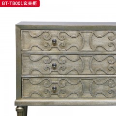 【精品】千匠一品 美式风格 橡胶木贴水曲木皮+环保人造板 时尚大气玄关柜BT-TB001-J