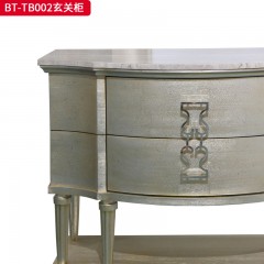 【精品】千匠一品 美式风格 橡胶木贴水曲柳木皮+环保人造板+大理石 时尚大气玄关柜BT-TB002-J