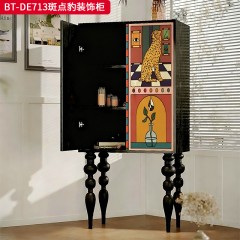 【精品】千匠一品 美式中古风格 实木脚+实木多层板+手绘 时尚大气斑点豹装饰柜BT-DE713-L