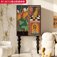 【精品】千匠一品 美式中古风格 实木脚+实木多层板+手绘 时尚大气斑点豹装饰柜BT-DE713-L