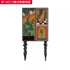 【精品】千匠一品 美式中古风格 实木脚+实木多层板+手绘 时尚大气斑点豹装饰柜BT-DE713-L
