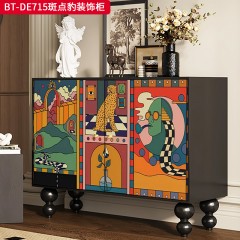 【精品】千匠一品 美式中古风格 实木脚+实木多层板+手绘 时尚大气斑点豹装饰柜BT-DE715-L