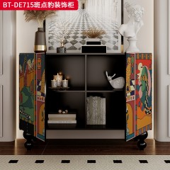 【精品】千匠一品 美式中古风格 实木脚+实木多层板+手绘 时尚大气斑点豹装饰柜BT-DE715-L