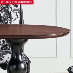 【精品】千匠一品 美式中古风格 主材红橡木+辅材实木板拼花 时尚大气罗马椭圆餐台BT-DT713-L