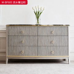 【精品】千匠一品 美式轻奢风格 大理石+桃花芯木+辅材进口橡胶木 时尚大气流水餐边柜M-BF605-L