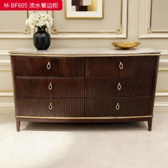 【精品】千匠一品 美式轻奢风格 大理石+桃花芯木+辅材进口橡胶木 时尚大气流水餐边柜M-BF605-L