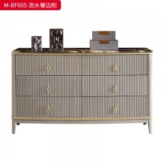 【精品】千匠一品 美式轻奢风格 大理石+桃花芯木+辅材进口橡胶木 时尚大气流水餐边柜M-BF605-L