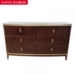【精品】千匠一品 美式轻奢风格 大理石+桃花芯木+辅材进口橡胶木 时尚大气流水餐边柜M-BF605-L