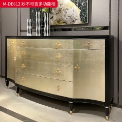 【精品】千匠一品 美式轻奢风格 桃花芯木贴皮+自闭滑轨+手工贴金箔工艺+纯铜套脚 时尚大气多功能柜M-DE612-L