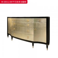 【精品】千匠一品 美式轻奢风格 桃花芯木贴皮+自闭滑轨+手工贴金箔工艺+纯铜套脚 时尚大气多功能柜M-DE612-L