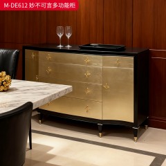 【精品】千匠一品 美式轻奢风格 桃花芯木贴皮+自闭滑轨+手工贴金箔工艺+纯铜套脚 时尚大气多功能柜M-DE612-L