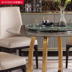【精品】千匠一品 美式轻奢风格 大理石+304拉丝钛金不锈钢 时尚大气玛瑙餐台M-DT608-L