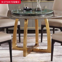 【精品】千匠一品 美式轻奢风格 大理石+304拉丝钛金不锈钢 时尚大气玛瑙餐台M-DT608-L