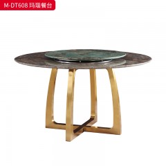 【精品】千匠一品 美式轻奢风格 大理石+304拉丝钛金不锈钢 时尚大气玛瑙餐台M-DT608-L