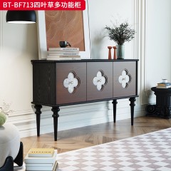 【精品】千匠一品 美式中古风格 主材红橡木+贝壳+辅材实木板拼花 时尚大气多功能柜BT-BF713-L
