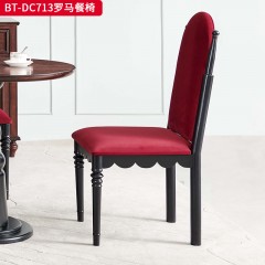 【精品】千匠一品 美式中古风格 主材红橡木+高级绒布 时尚大气罗马餐椅BT-DC713-L