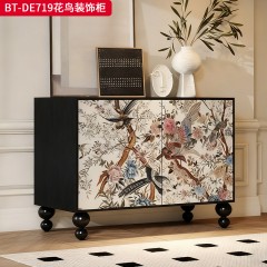 【精品】千匠一品 美式中古风格 实木脚+实木多层板+手绘 时尚大气花鸟装饰柜BT-DE719-L