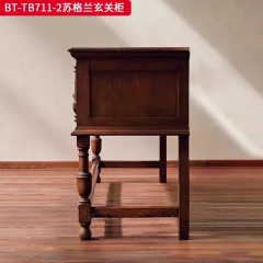 【精品】千匠一品 美式中古风格 主材红橡木+辅材实木板拼花+松木 时尚大气舒格兰玄关柜BT-TB711-2-L