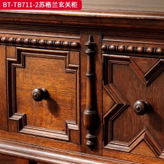 【精品】千匠一品 美式中古风格 主材红橡木+辅材实木板拼花+松木 时尚大气舒格兰玄关柜BT-TB711-2-L
