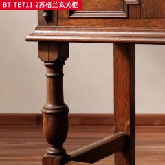 【精品】千匠一品 美式中古风格 主材红橡木+辅材实木板拼花+松木 时尚大气舒格兰玄关柜BT-TB711-2-L