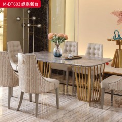 【精品】千匠一品 美式轻奢风格 大理石+304不锈钢 时尚大气蝴蝶餐台M-DT603-J