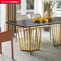 【精品】千匠一品 美式轻奢风格 大理石+304不锈钢 时尚大气蝴蝶餐台M-DT603-J