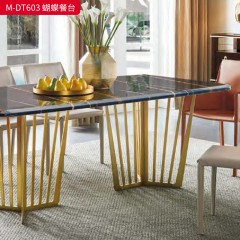 【精品】千匠一品 美式轻奢风格 大理石+304不锈钢 时尚大气蝴蝶餐台M-DT603-J