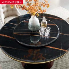 【精品】千匠一品 美式轻奢风格 大理石+桃花芯木+辅材进口橡胶木 时尚大气流水餐台M-DT604-J