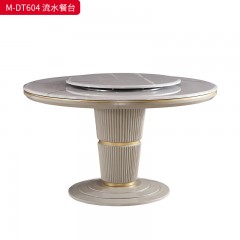 【精品】千匠一品 美式轻奢风格 大理石+桃花芯木+辅材进口橡胶木 时尚大气流水餐台M-DT604-J