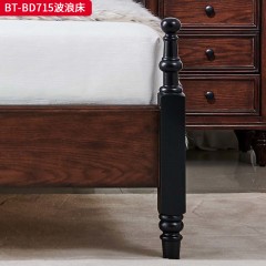 【精品】千匠一品 美式中古风格 主材红橡木+辅材橡胶木+头层油蜡真皮  高级提花棉麻布艺 时尚大气波浪床BT-BD715-L