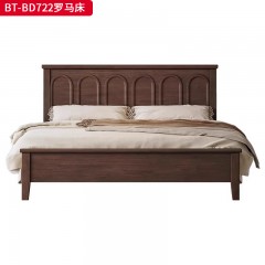 【精品】千匠一品 美式中古风格 主材：红橡木+辅材：实木板+橡胶木 时尚大气罗马床BT-BD722-L