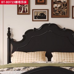 【精品】千匠一品 美式中古风格 主材：红橡木+辅材：实木板+橡胶木 时尚大气娜塔莎床BT-BD723-L