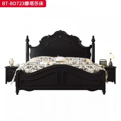 【精品】千匠一品 美式中古风格 主材：红橡木+辅材：实木板+橡胶木 时尚大气娜塔莎床BT-BD723-L
