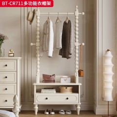 【精品】千匠一品 美式中古风格 主材红橡木+辅材实木板拼花+松木 时尚大气多功能衣帽架BT-CR711-L