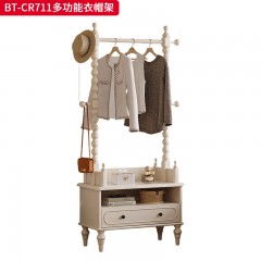 【精品】千匠一品 美式中古风格 主材红橡木+辅材实木板拼花+松木 时尚大气多功能衣帽架BT-CR711-L
