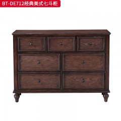 【精品】千匠一品 美式中古风格 主材红橡木+辅材实木板拼花+松木 时尚大气七斗柜BT-DE712-L