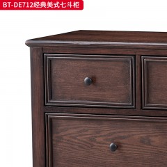 【精品】千匠一品 美式中古风格 主材红橡木+辅材实木板拼花+松木 时尚大气七斗柜BT-DE712-L
