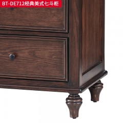 【精品】千匠一品 美式中古风格 主材红橡木+辅材实木板拼花+松木 时尚大气七斗柜BT-DE712-L