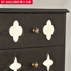 【精品】千匠一品 美式中古风格 主材红橡木+辅材实木板拼花+贝壳 时尚大气六斗柜BT-DE815-L