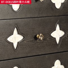 【精品】千匠一品 美式中古风格 主材红橡木+辅材实木板拼花+贝壳 时尚大气六斗柜BT-DE815-L