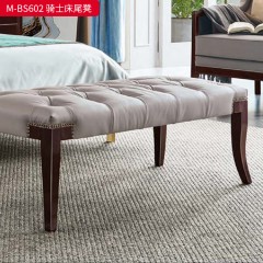 【精品】千匠一品 美式轻奢风格 头层小黄牛真皮+胡桃色实木脚+高回弹海绵 时尚大气床尾凳M-BS602-J