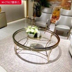 【精品】千匠一品 美式轻奢风格 不锈钢+彩色玻璃 时尚大气茶几M-CT617 A-ET617-J