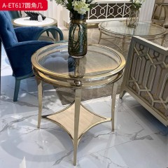 【精品】千匠一品 美式轻奢风格 不锈钢+彩色玻璃 时尚大气茶几M-CT617 A-ET617-J