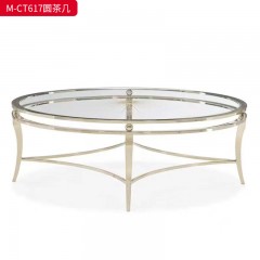 【精品】千匠一品 美式轻奢风格 不锈钢+彩色玻璃 时尚大气茶几M-CT617 A-ET617-J