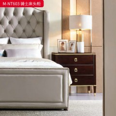 【精品】千匠一品 美式轻奢风格 主材桃花芯木+辅材进口橡胶木 时尚大气骑士床头柜M-NT603 床头柜 M-NT609-J